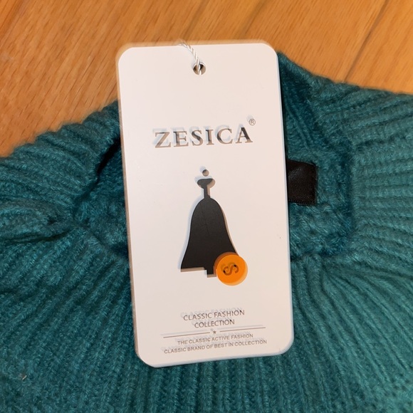 Zesica Amazon Find NWT❗️Peacock Green Crewneck Tie Waist Sweater Dress - Picture 3 of 9
